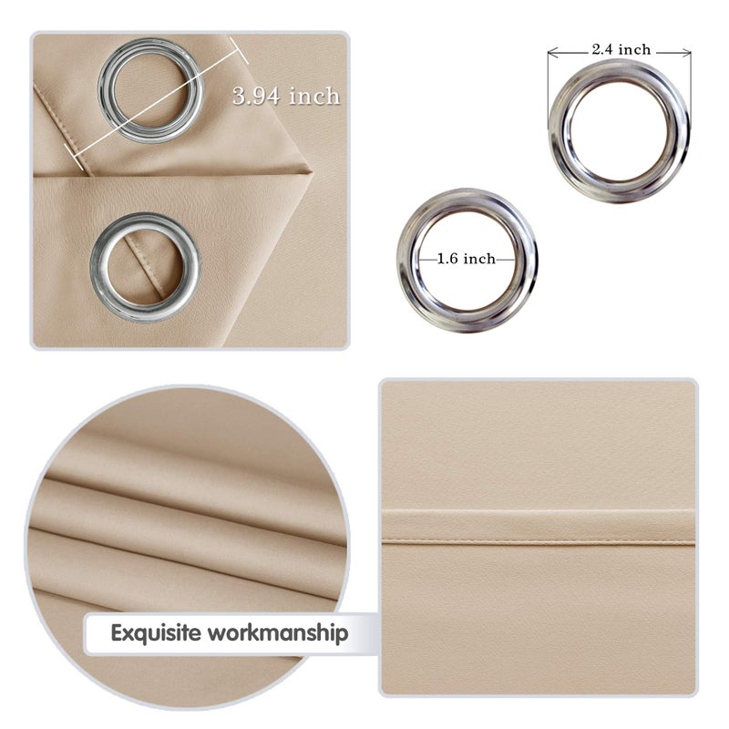 DWCN Total Privacy Room Divider Blackout Curtain - Thermal Curtains for Patio Door, Living Room, Bedroom Partition and Shared Office Space, 1 Grommet Curtain Panel, 8.3ft Wide x 7ft Tall, Beige - Image 4